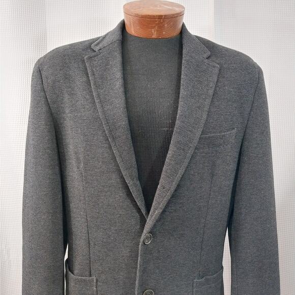 NWOT! JOSEPH ABBOUD! CHARCOAL GRAY FINE KNIT 3 BUTTON BLAZER, JACKET! SZ L - Picture 4 of 12